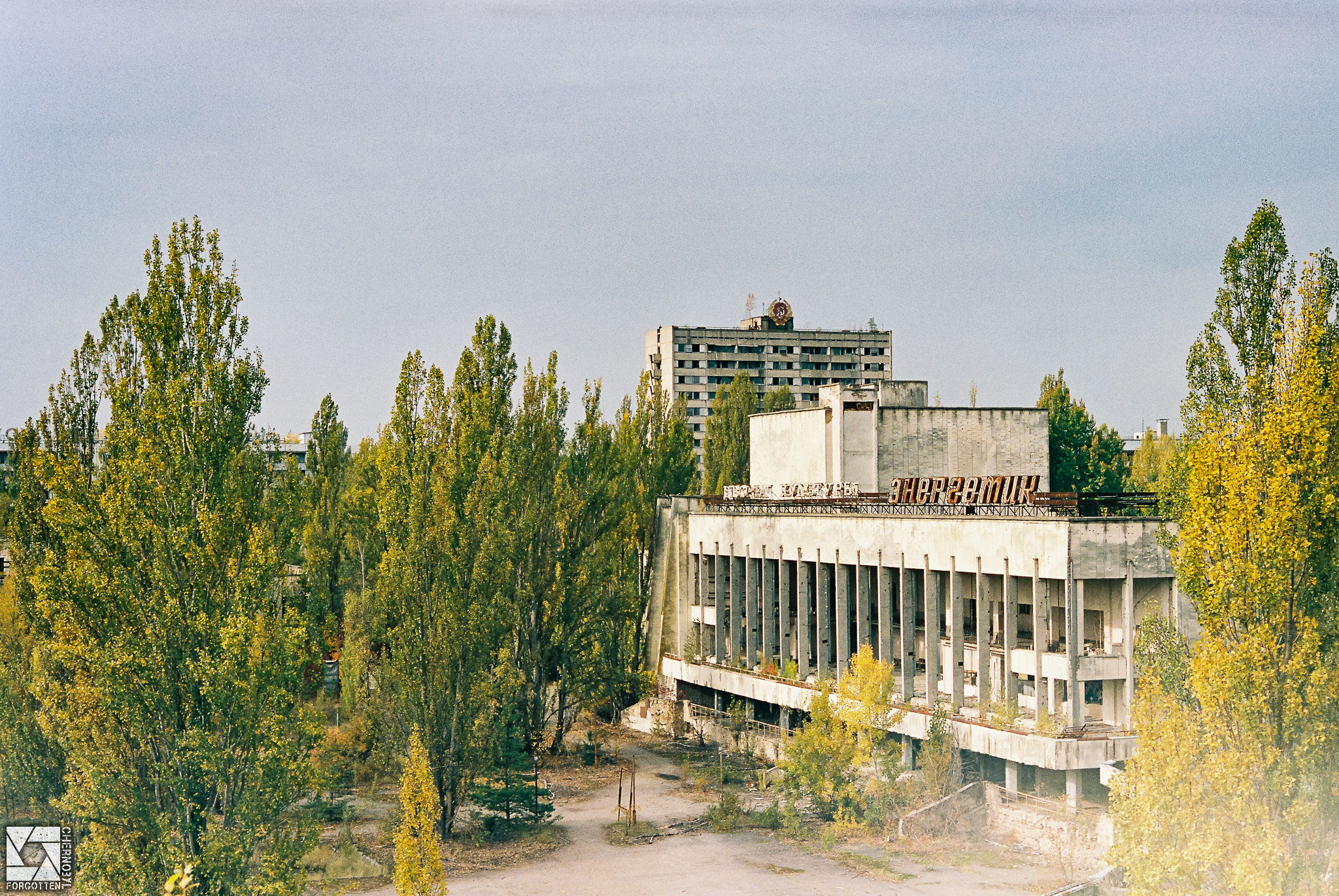 Lenin Square, Pripyat, on a 35mm film captured with Kiev 4 camera