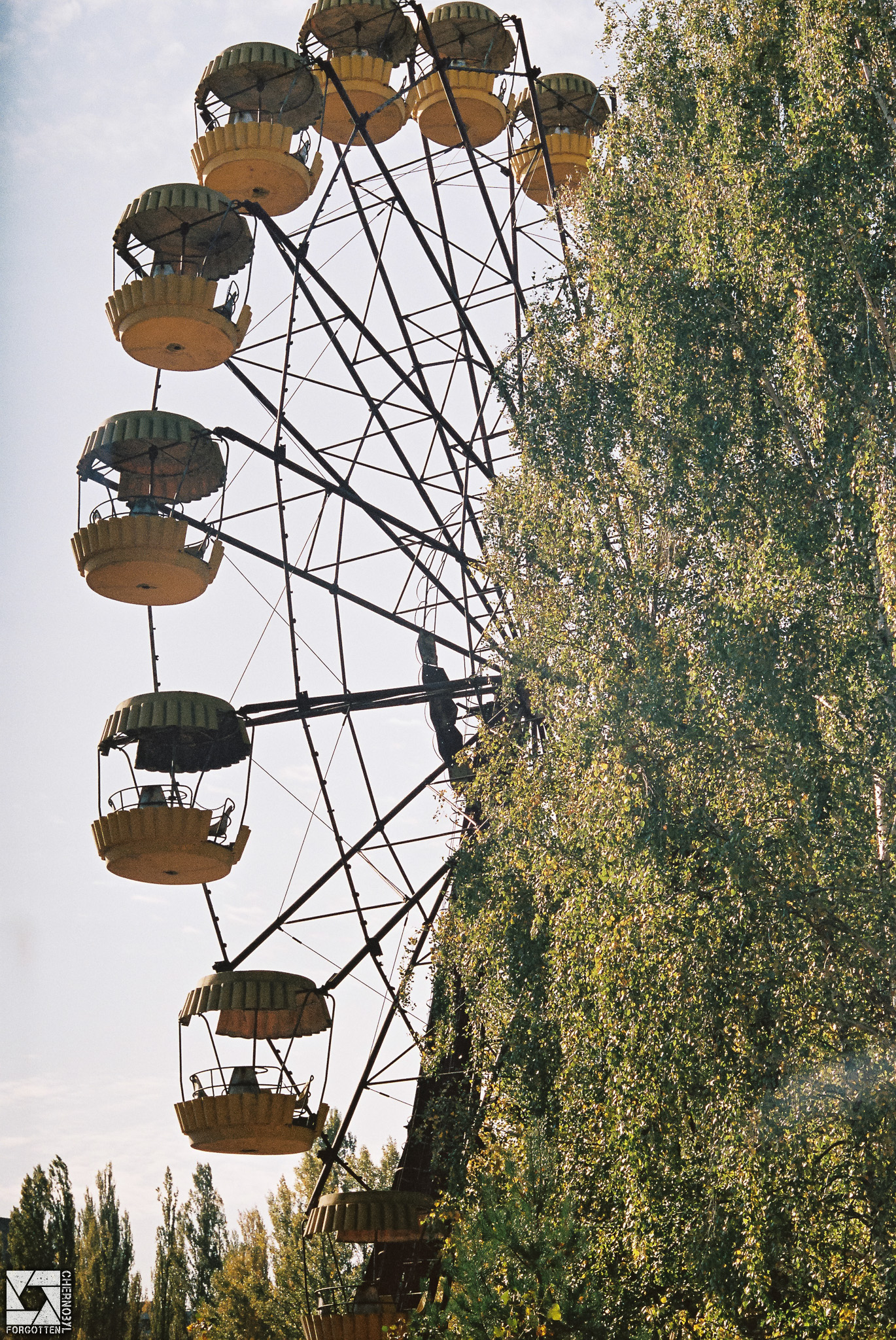 Pripyat Amusement Park on a 35mm film captured with Kiev 4 camera