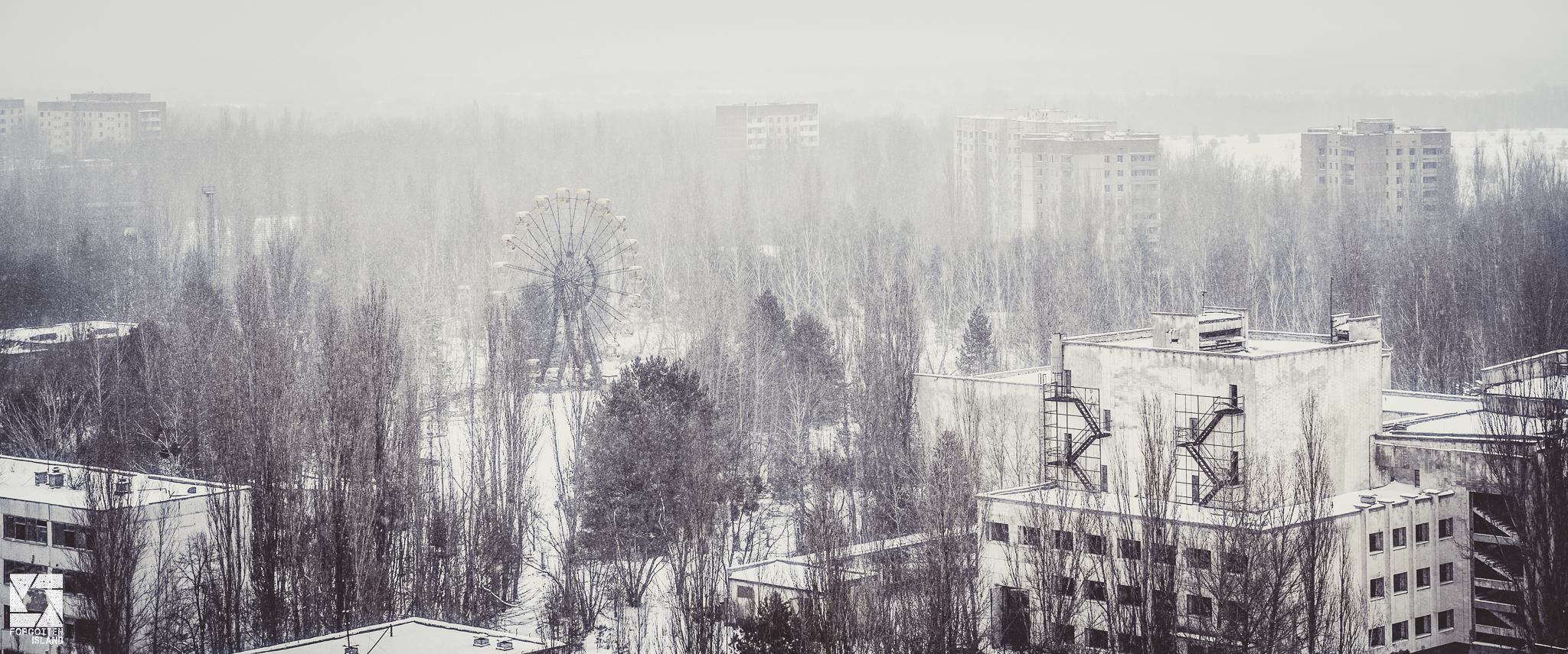 Winter in Pripyat from a rooftop