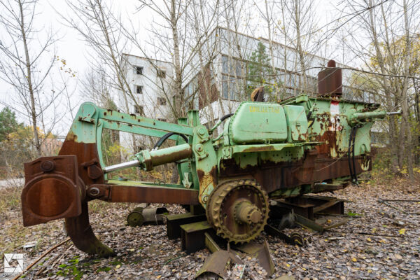 Komatsu D155W remote control bulldozer in Chernobyl